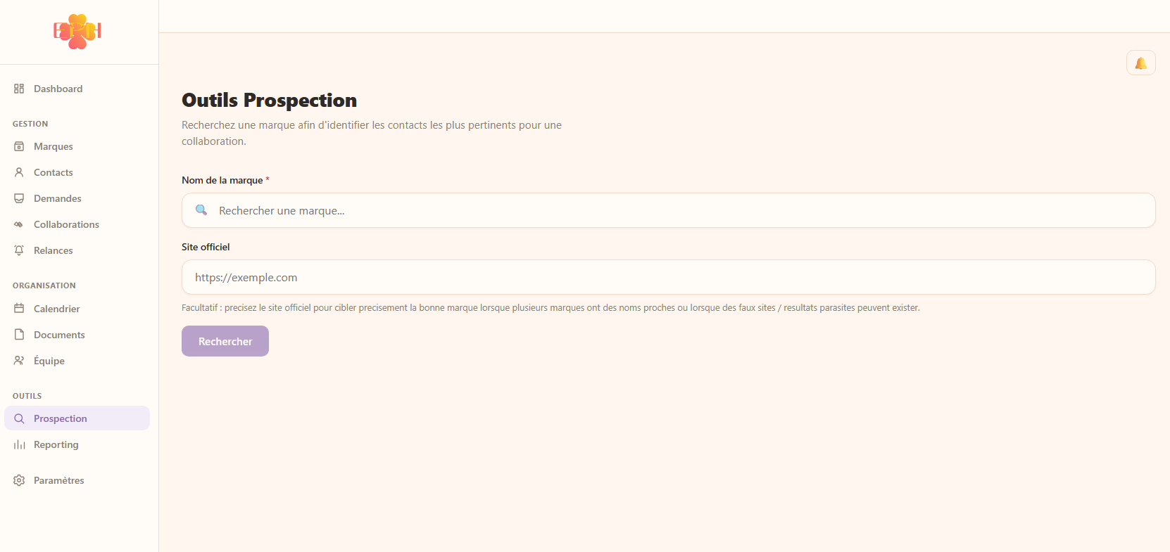 Outil de recherche de contacts du CRM EP Studio